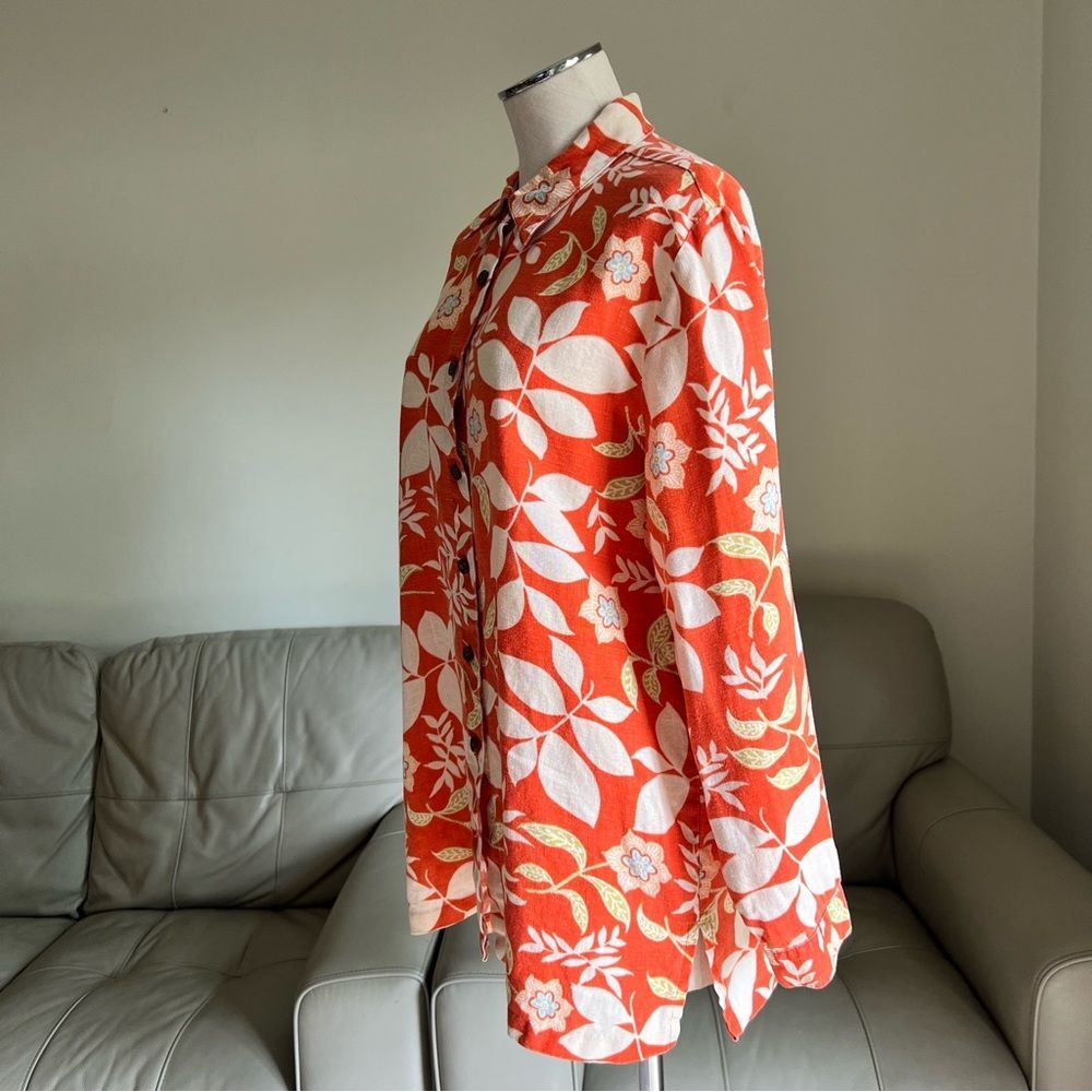 Spiegel Red/Orange Floral Button Down Shirt - Picture 15 of 16